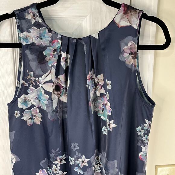 H&M Dress sz 10 Blue Purple Floral Sleeveless Fancy Back Flattering Beautiful - Picture 5 of 9